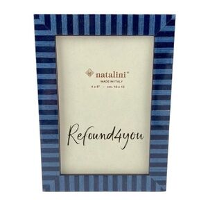 Natalini - ‘Blue Stripes’ Wood Picture Frame. 4” x 6”.  NWT.